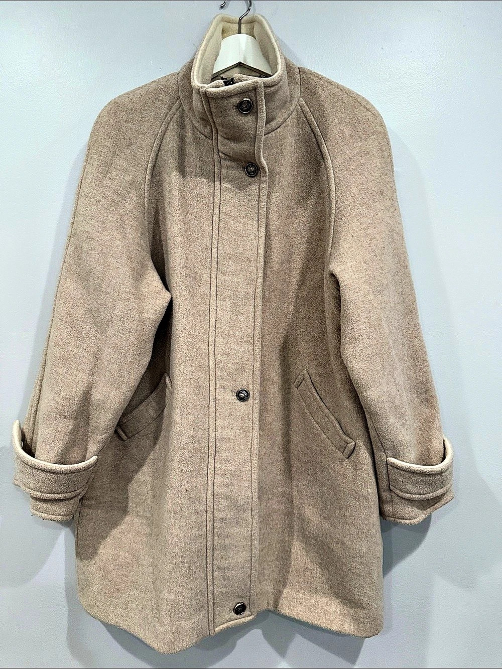 Peter James Wool Cashmere Zip Winter MIDI Coat VTG Womens L XL 16 18